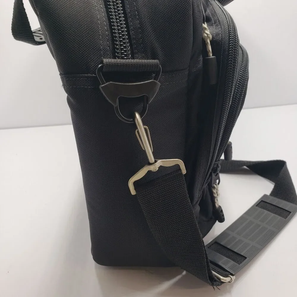 Vintage LL Bean Black Padded Laptop Messenger Bag Briefcase Satchel Multi Pocket